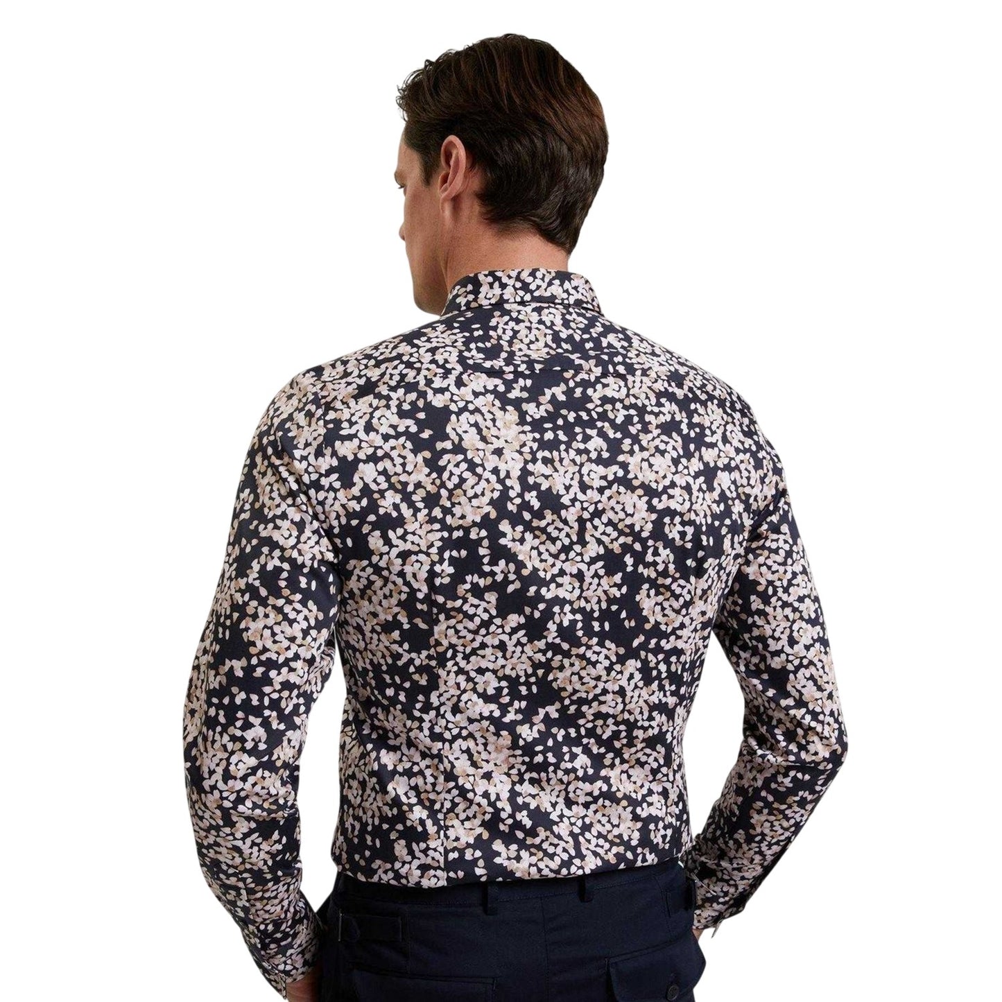 Navy - Back - Ted Baker Mens Leaf Print Shirt