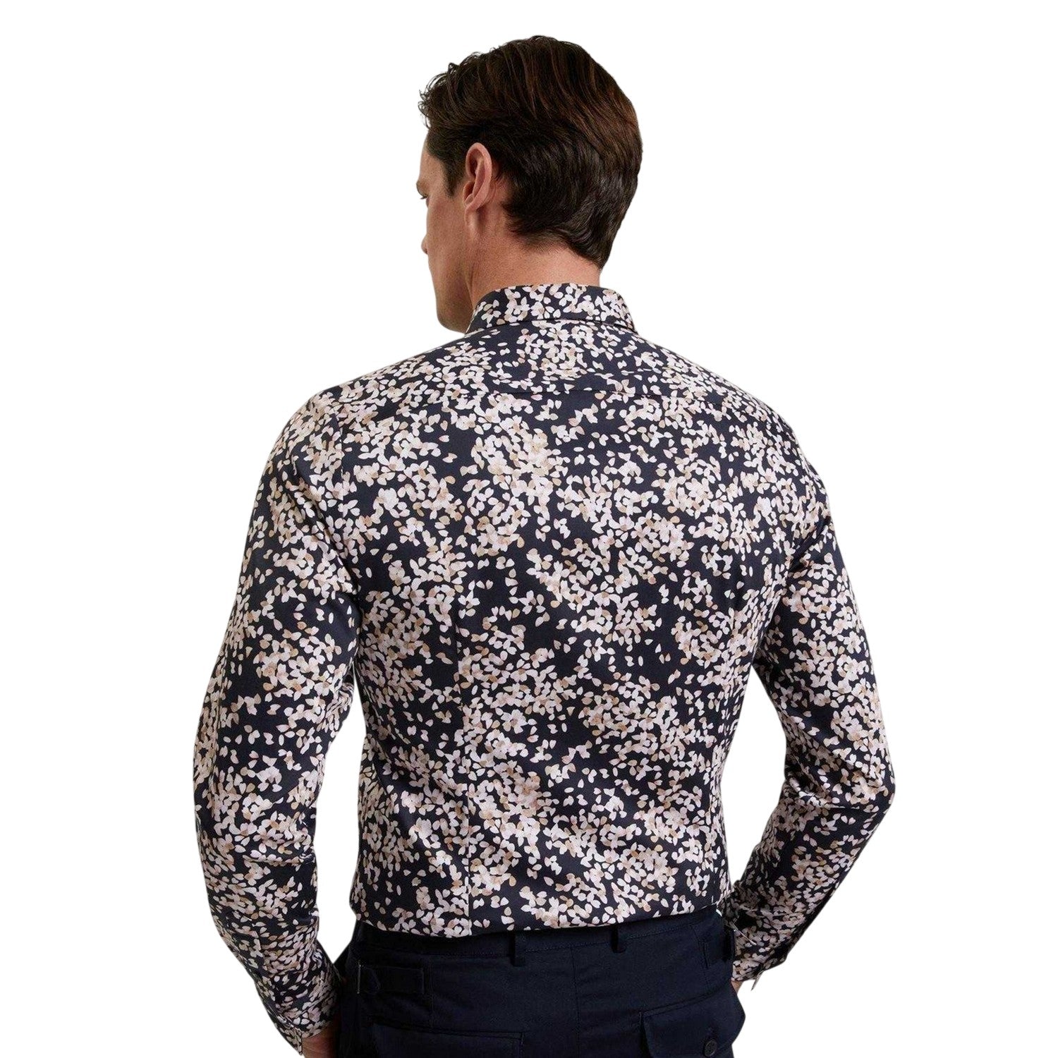 Navy - Back - Ted Baker Mens Leaf Print Shirt