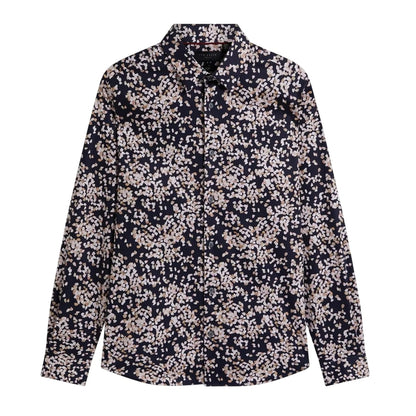 Navy - Front - Ted Baker Mens Leaf Print Shirt