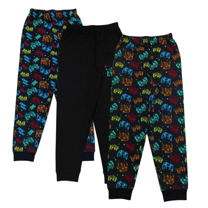 Black - Side - Star Boys Game Printed Long Pyjama Set (Pack of 3)