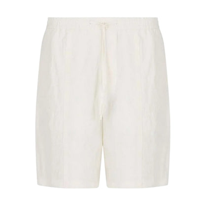 White - Front - Emporio Armani EA7 Mens Linen Plain Shorts