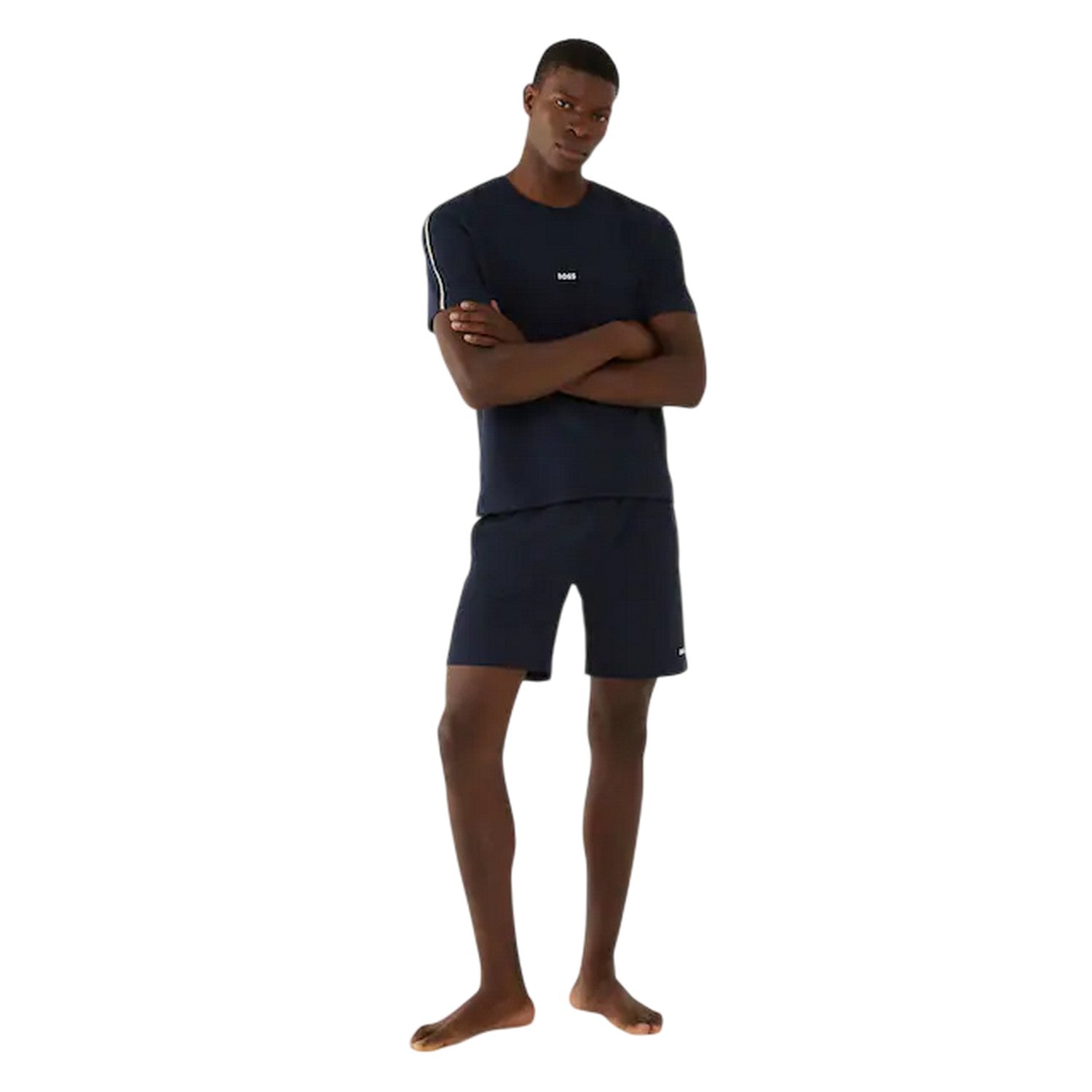 Dark Blue - Side - Boss Mens Unique Pyjama Shorts