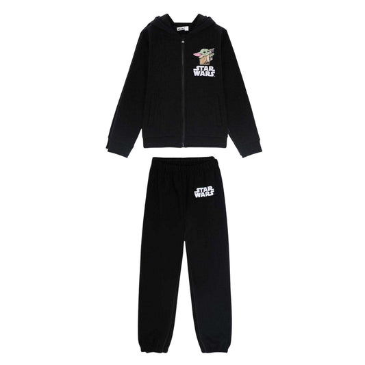 Black - Front - Star Wars The Mandalorian Childrens-Kids Character Hoodie And Joggers Set