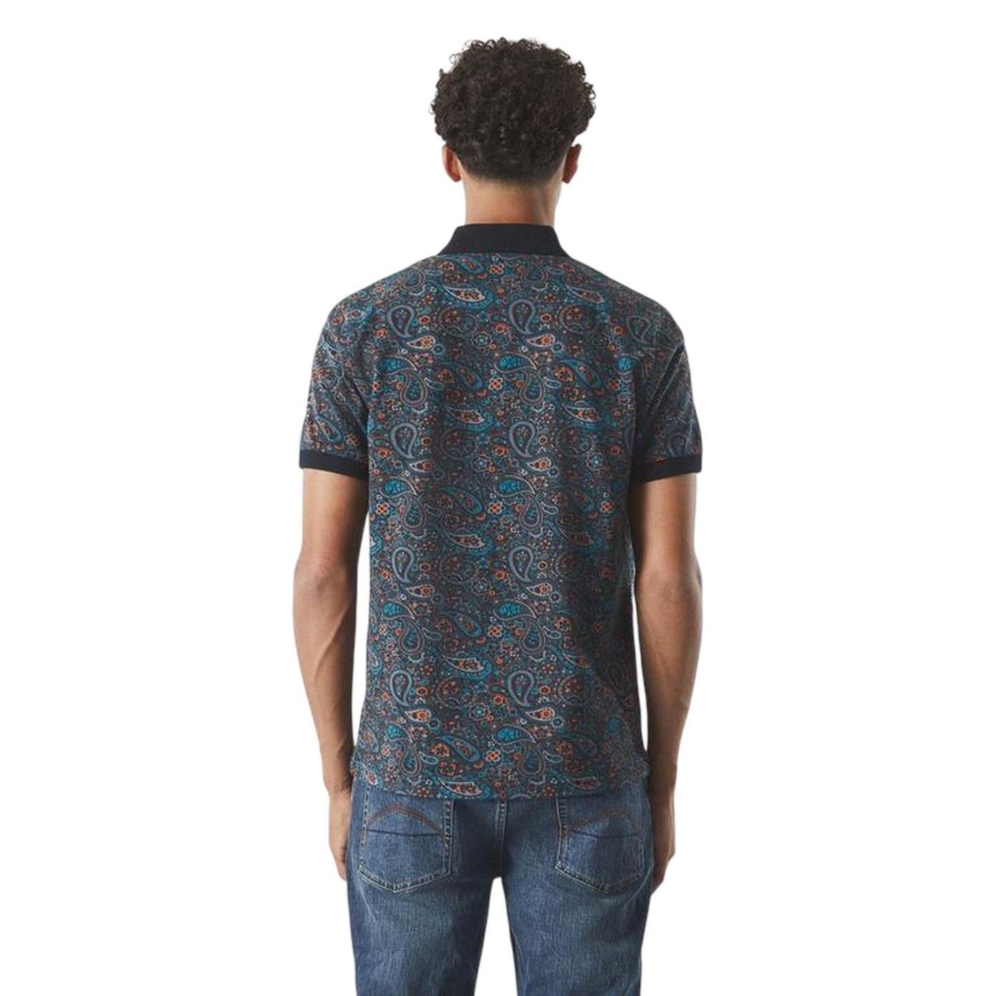 Dark Grey - Back - Pretty Green Mens Wonderwll Paispol Paisley Regular Polo Shirt