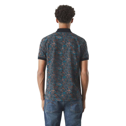 Dark Grey - Back - Pretty Green Mens Wonderwll Paispol Paisley Regular Polo Shirt