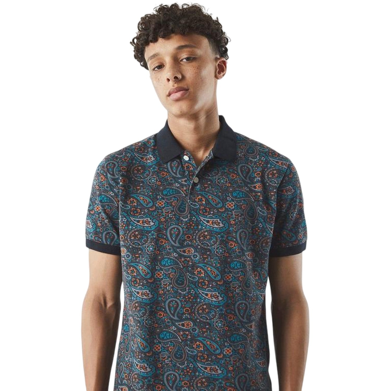 Dark Grey - Side - Pretty Green Mens Wonderwll Paispol Paisley Regular Polo Shirt