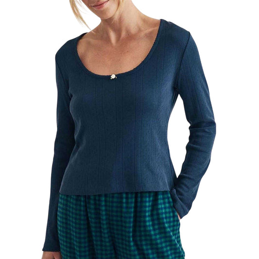 Blue - Front - Nobody´s Child Womens-Ladies Long-Sleeved Pyjama Top