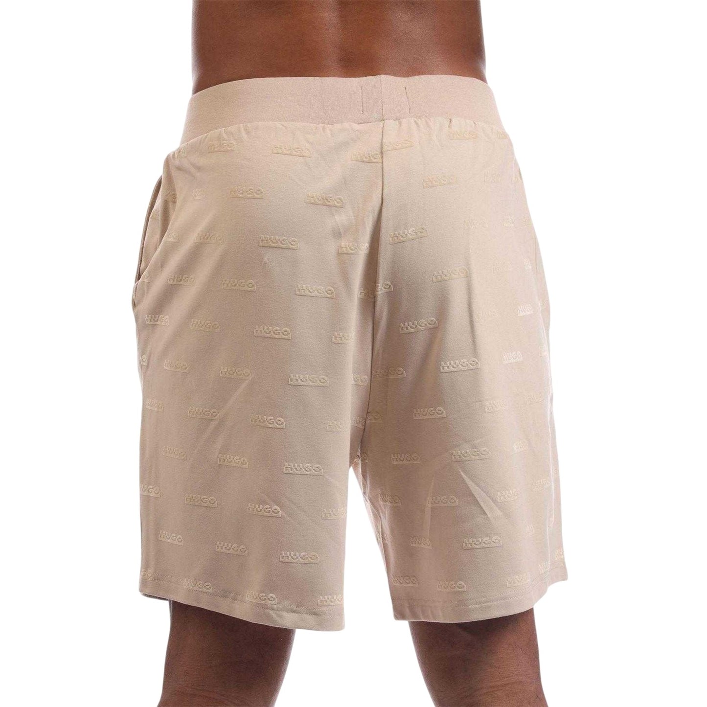 Beige - Back - Hugo Mens Logo Regular Shorts
