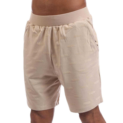 Beige - Side - Hugo Mens Logo Regular Shorts