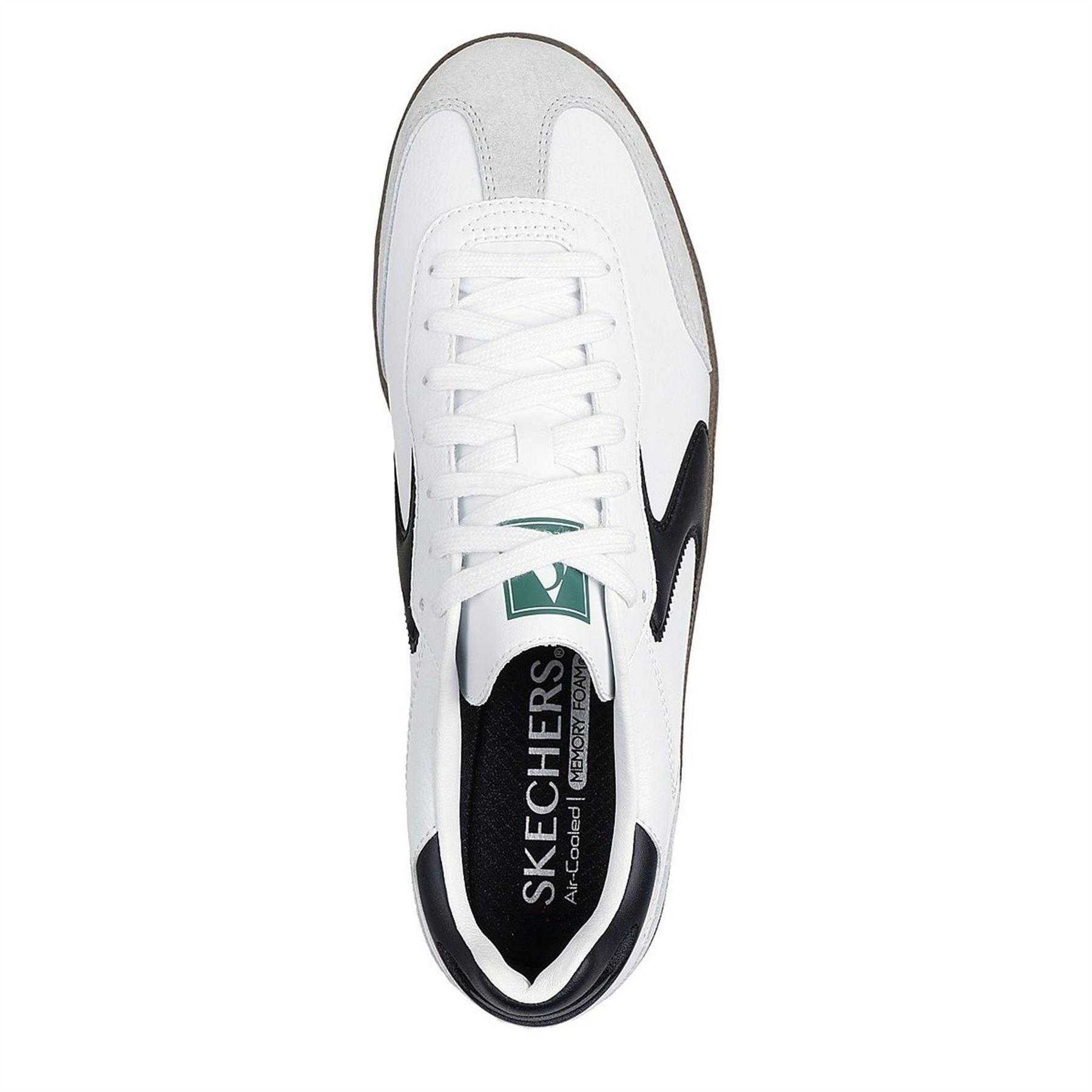 White-Black - Lifestyle - Skechers Mens Hotshot Leather Trainers