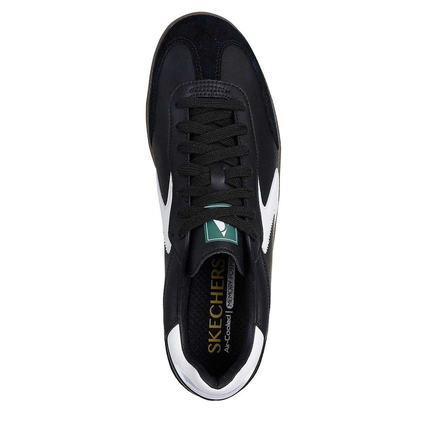 Black-White - Lifestyle - Skechers Mens Hotshot Leather Trainers