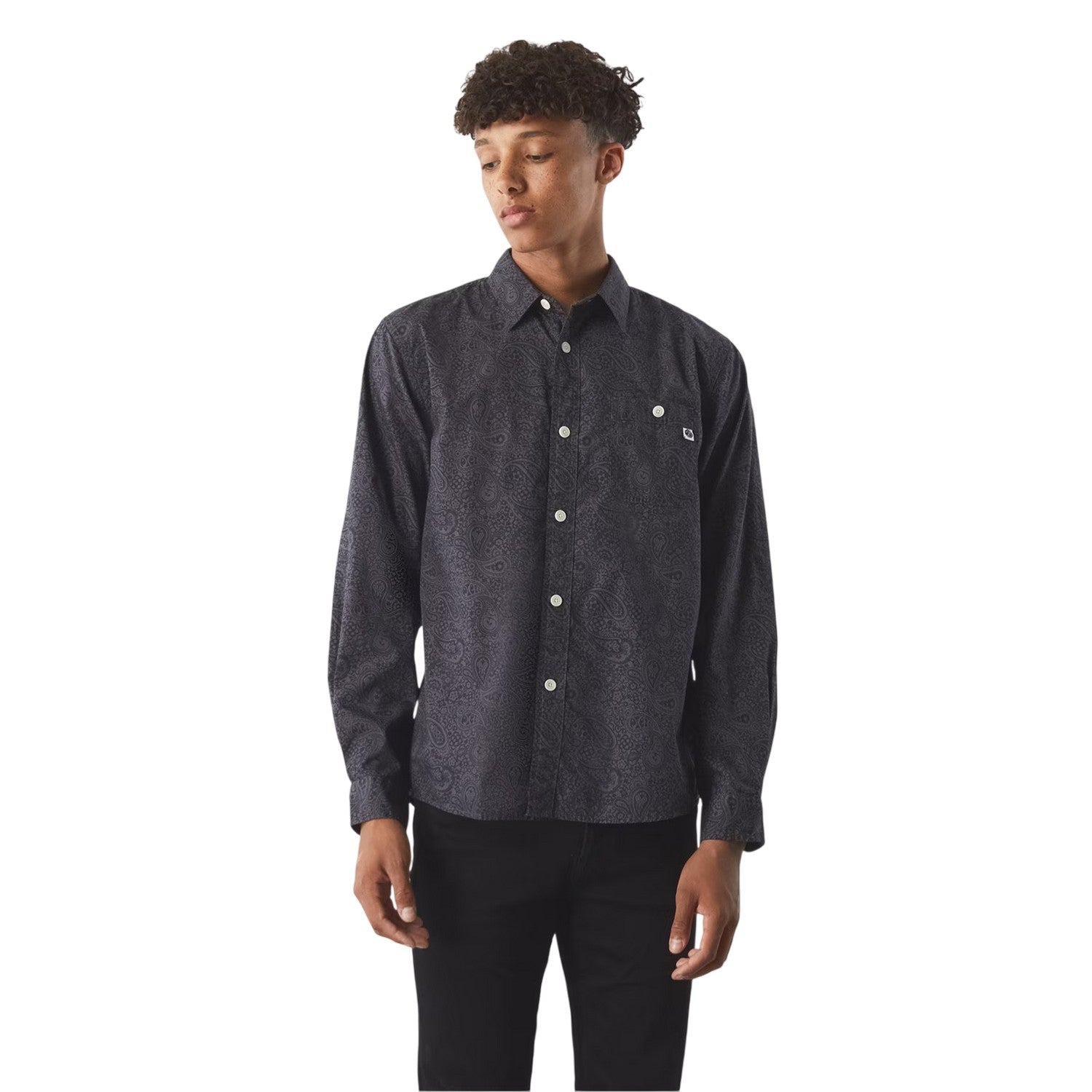 Black - Side - Pretty Green Mens Paisley Regular Shirt