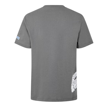 Grey - Back - Lacoste Mens Back Print Cotton Short-Sleeved Pyjama Top