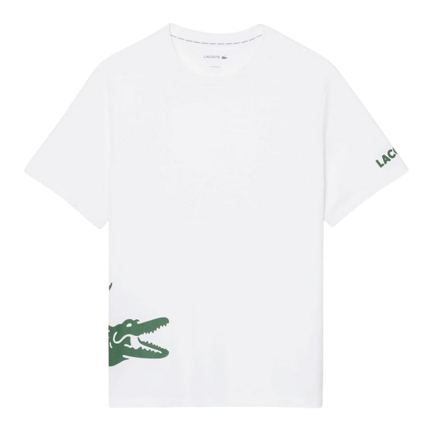 White - Front - Lacoste Mens Back Print Cotton Short-Sleeved Pyjama Top