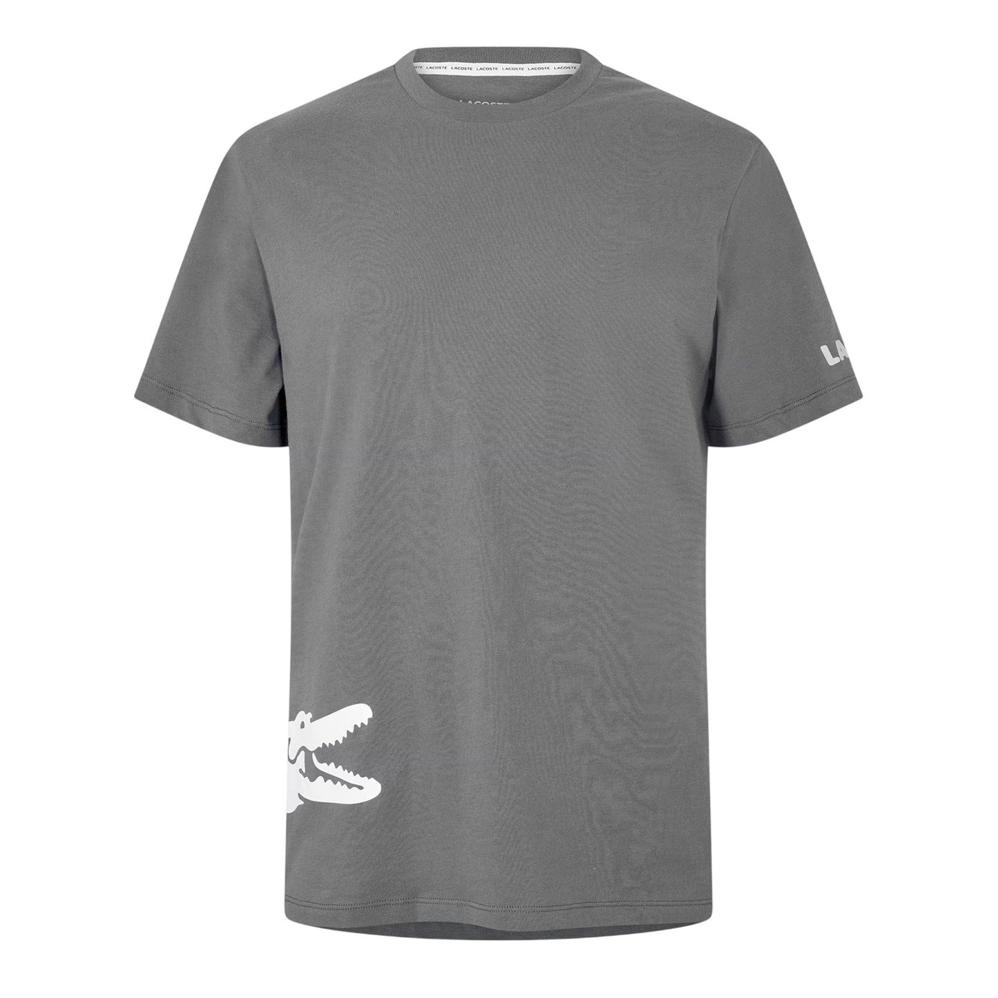 Grey - Front - Lacoste Mens Back Print Cotton Short-Sleeved Pyjama Top