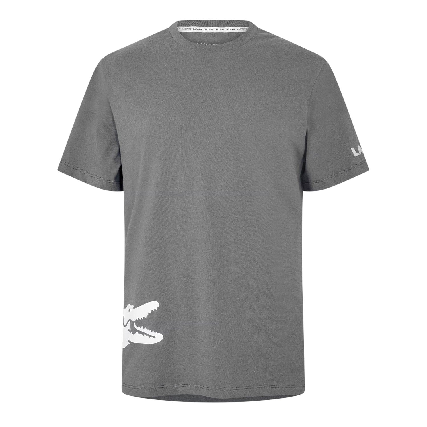 Grey - Front - Lacoste Mens Back Print Cotton Short-Sleeved Pyjama Top