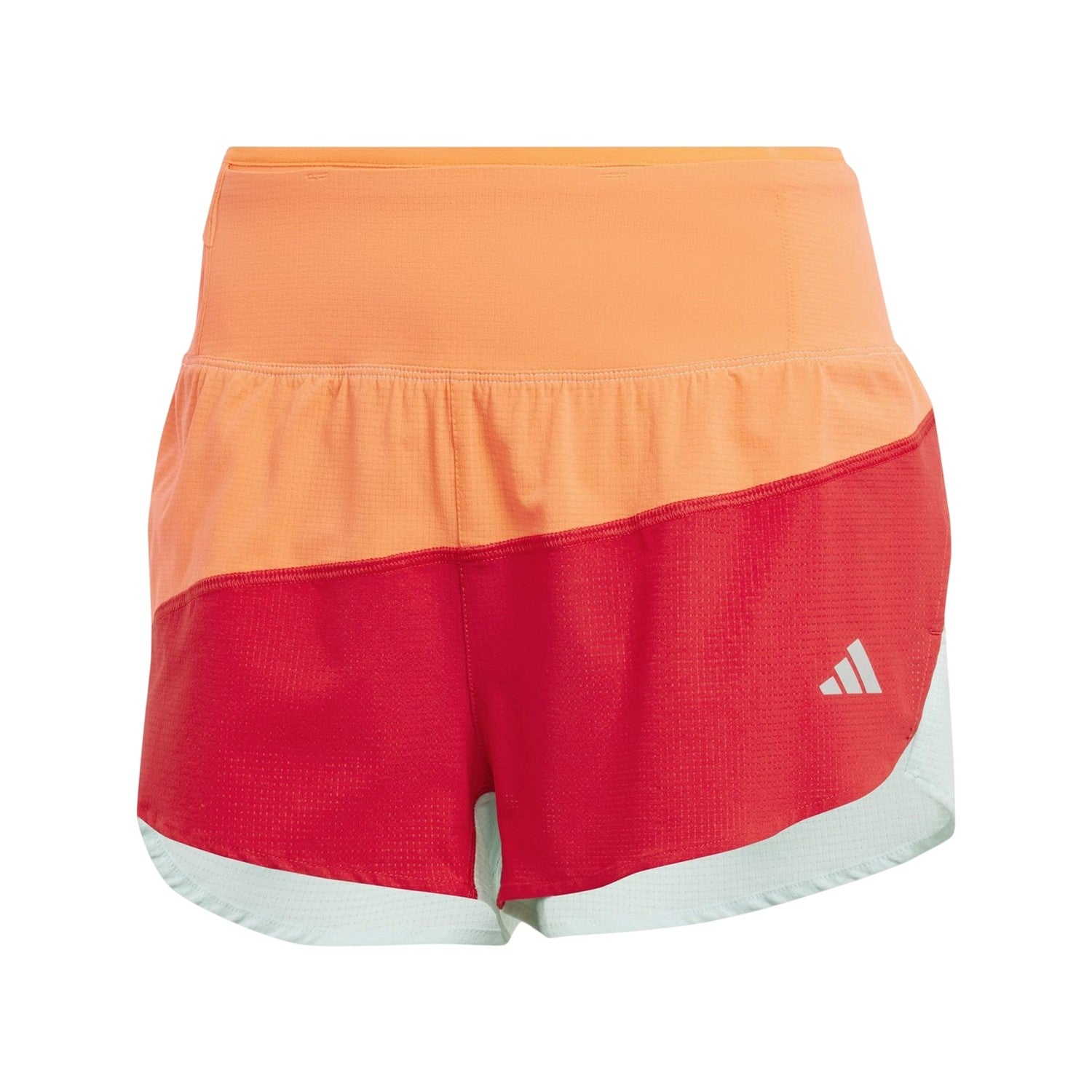 Orange-Red-Aqua - Front - Adidas Womens-Ladies NY Running Shorts