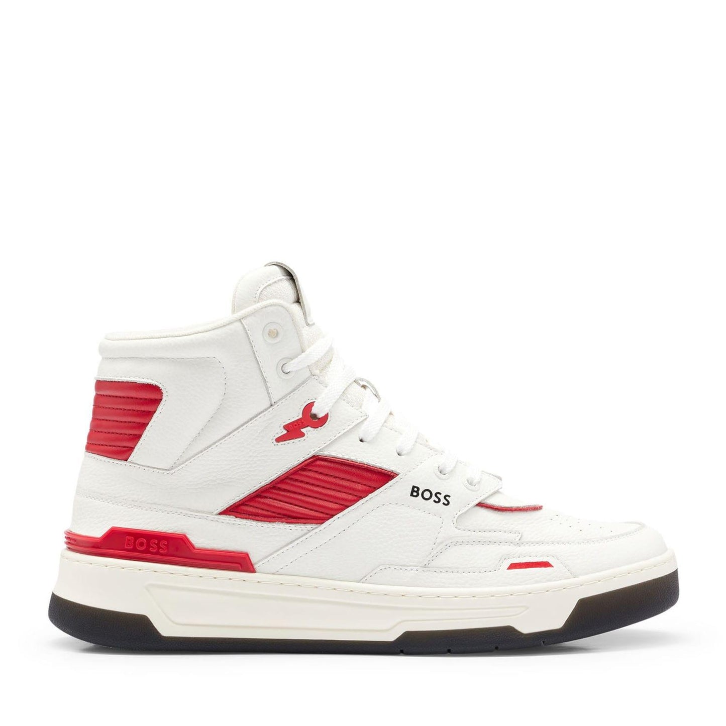 White - Front - Boss Mens Baltimore Leather Trainers