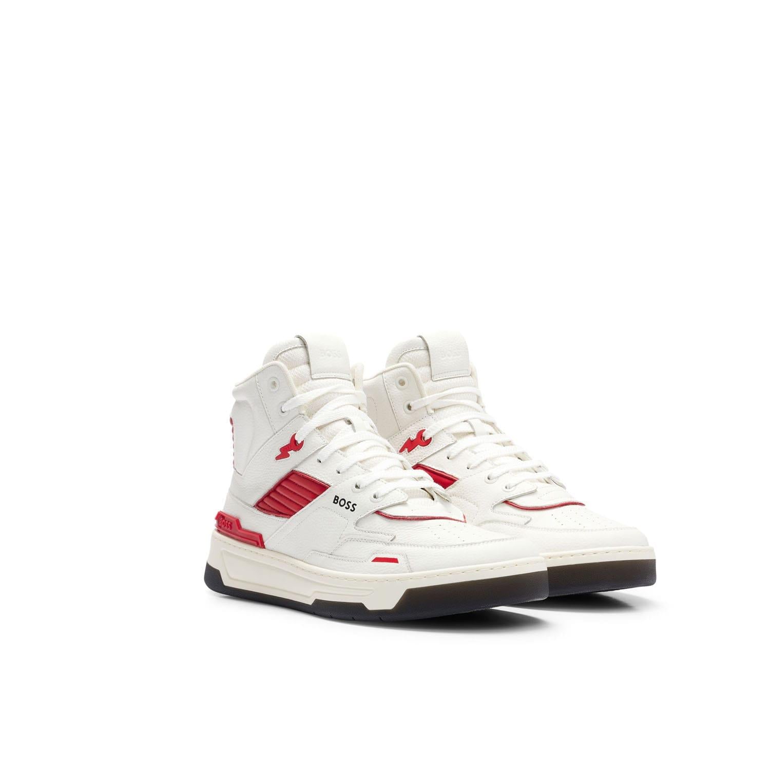 White - Side - Boss Mens Baltimore Leather Trainers