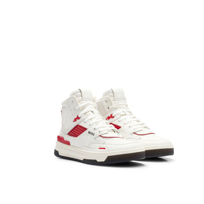 White - Side - Boss Mens Baltimore Leather Trainers