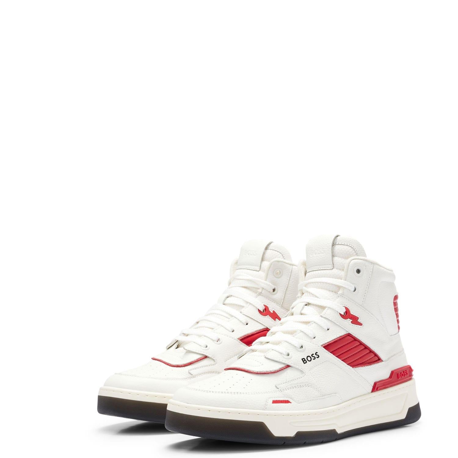 White - Lifestyle - Boss Mens Baltimore Leather Trainers