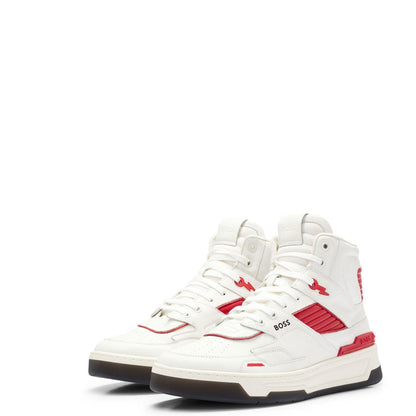 White - Lifestyle - Boss Mens Baltimore Leather Trainers