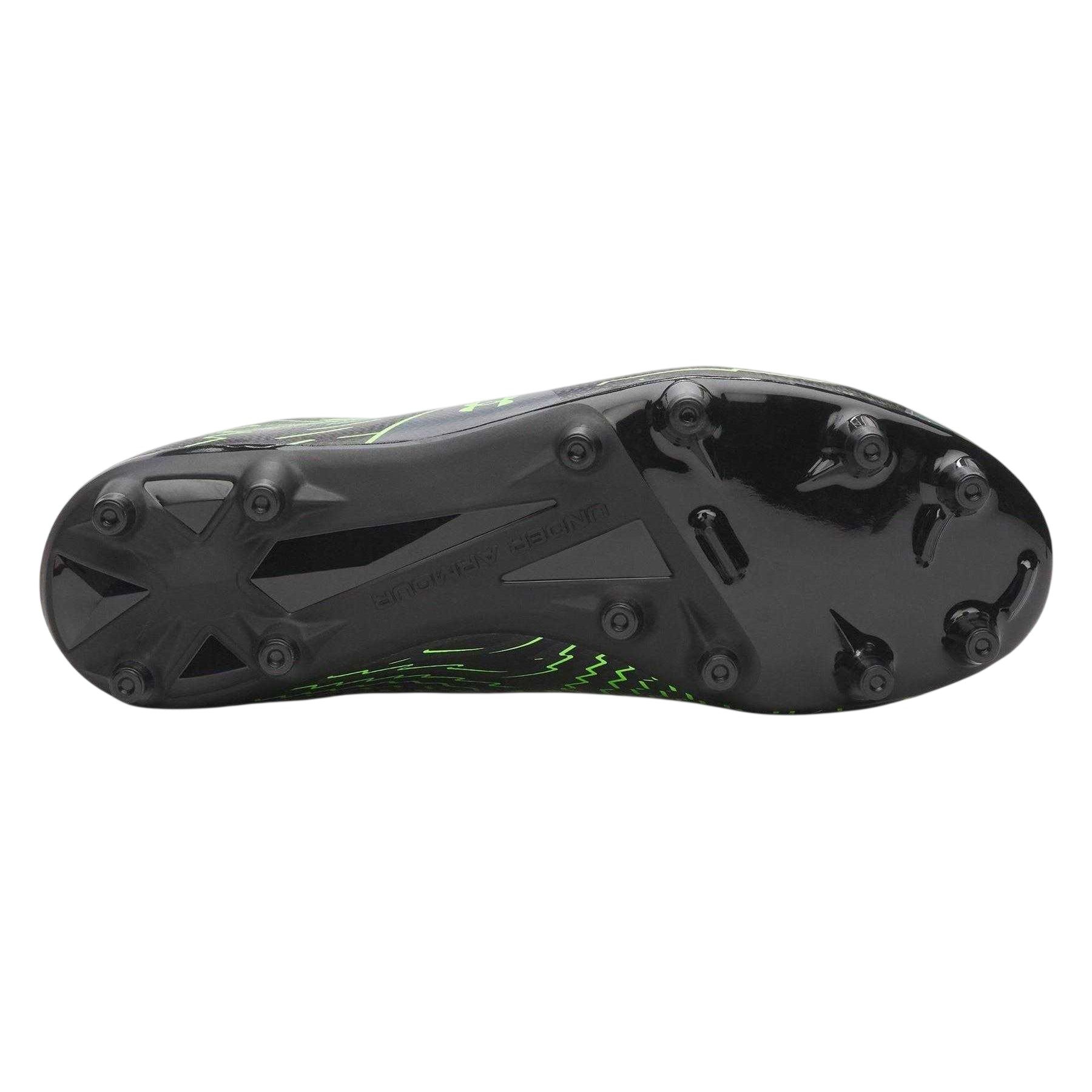 Black-Grey-Green - Back - Under Armour Childrens-Kids Shadow Select 4 Firm Ground Football Boots