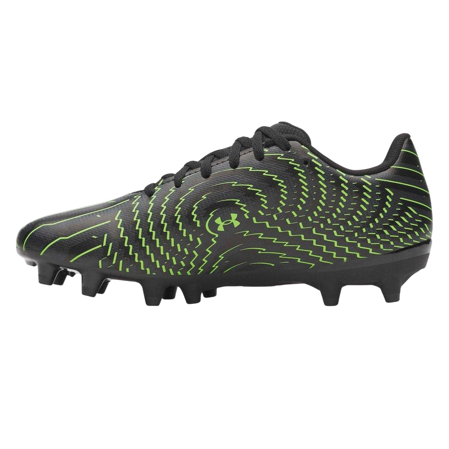 Black-Grey-Green - Side - Under Armour Childrens-Kids Shadow Select 4 Firm Ground Football Boots