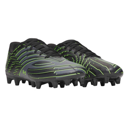 Black-Grey-Green - Pack Shot - Under Armour Childrens-Kids Shadow Select 4 Firm Ground Football Boots