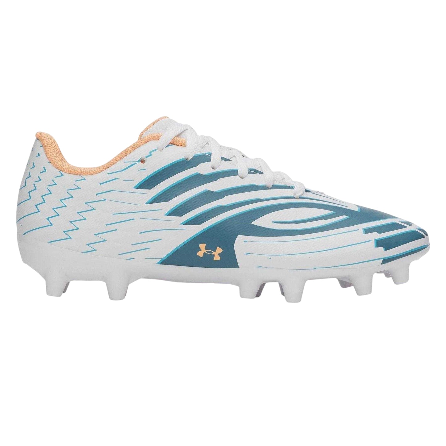 White-Blue-Orange - Front - Under Armour Childrens-Kids Shadow Select 4 Firm Ground Football Boots