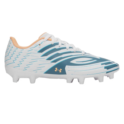 White-Blue-Orange - Front - Under Armour Childrens-Kids Shadow Select 4 Firm Ground Football Boots