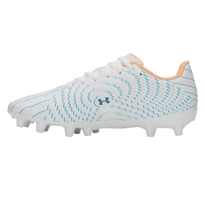 White-Blue-Orange - Side - Under Armour Childrens-Kids Shadow Select 4 Firm Ground Football Boots