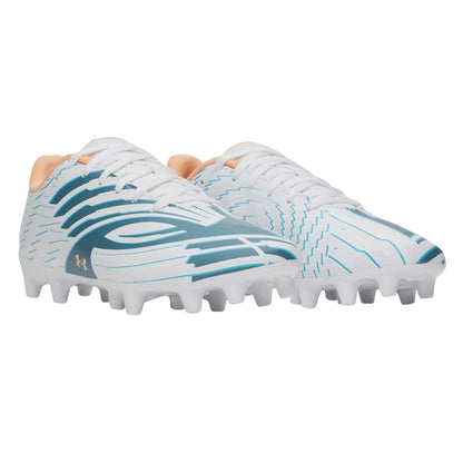 White-Blue-Orange - Pack Shot - Under Armour Childrens-Kids Shadow Select 4 Firm Ground Football Boots