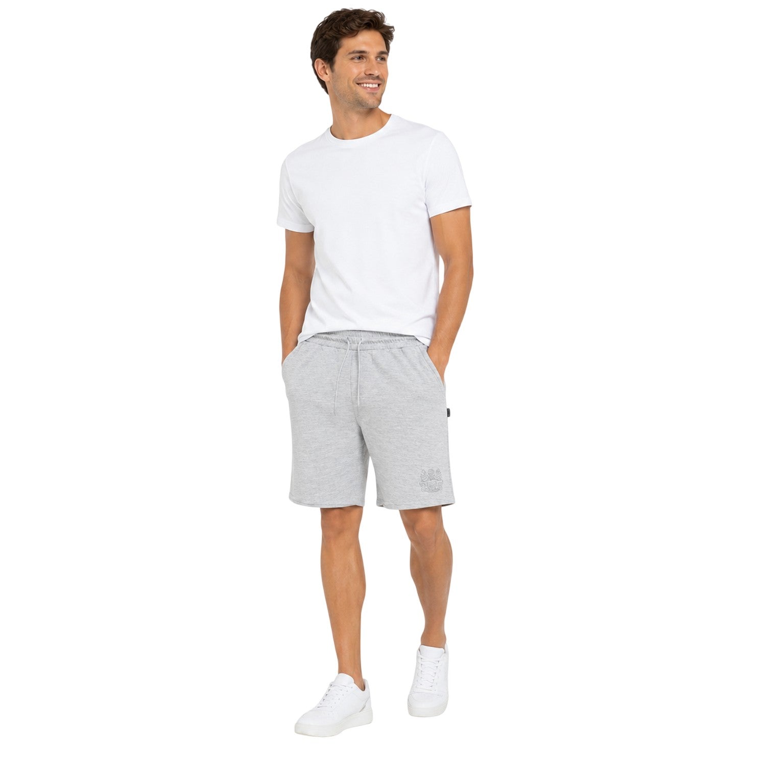 Grey - Lifestyle - Aquascutum Mens Fleece Plain Sweat Shorts
