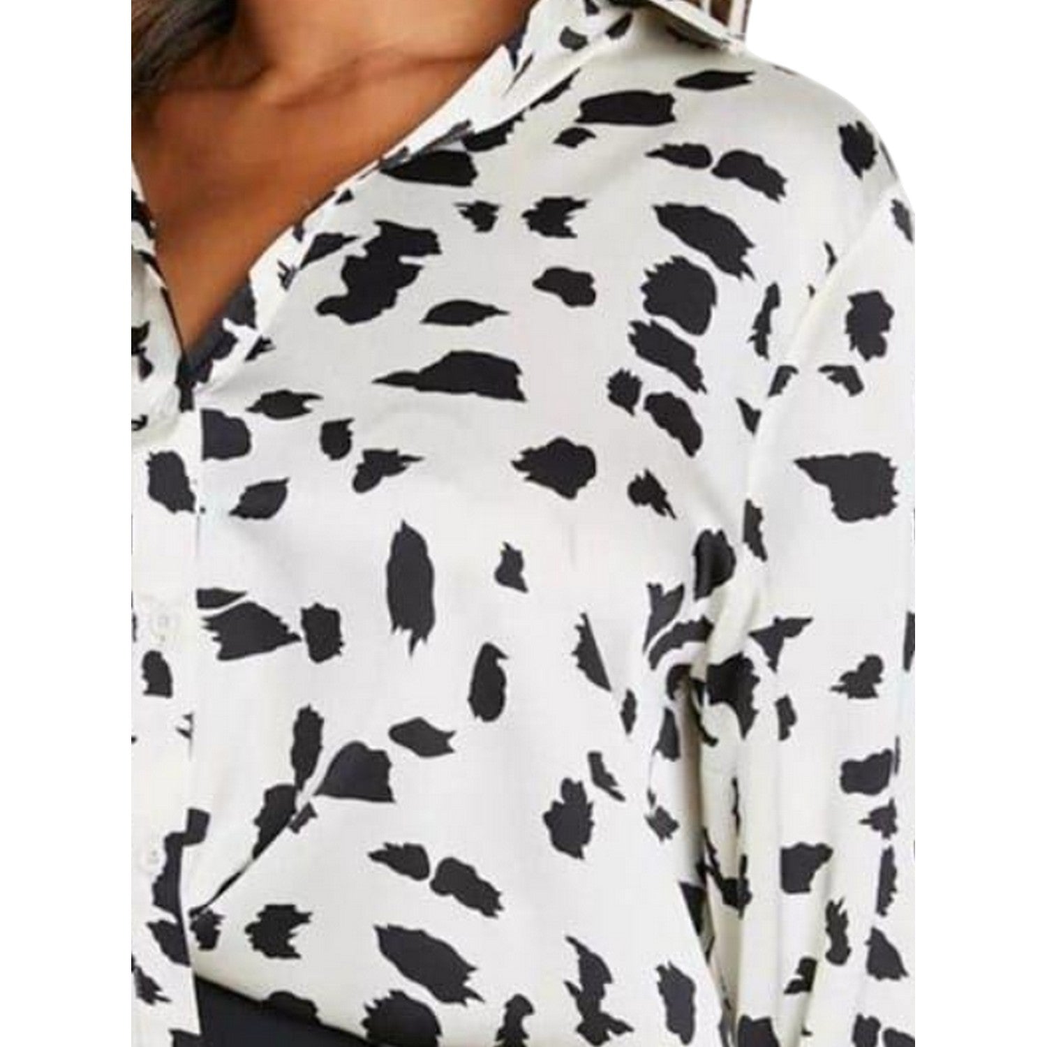 Cream - Side - Influence Womens-Ladies Satin Relaxed Fit Shirt