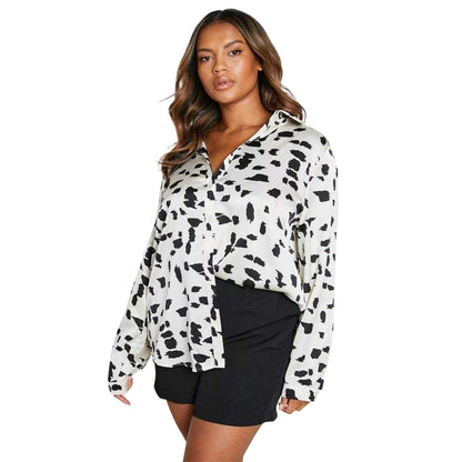 Cream - Front - Influence Womens-Ladies Satin Relaxed Fit Shirt