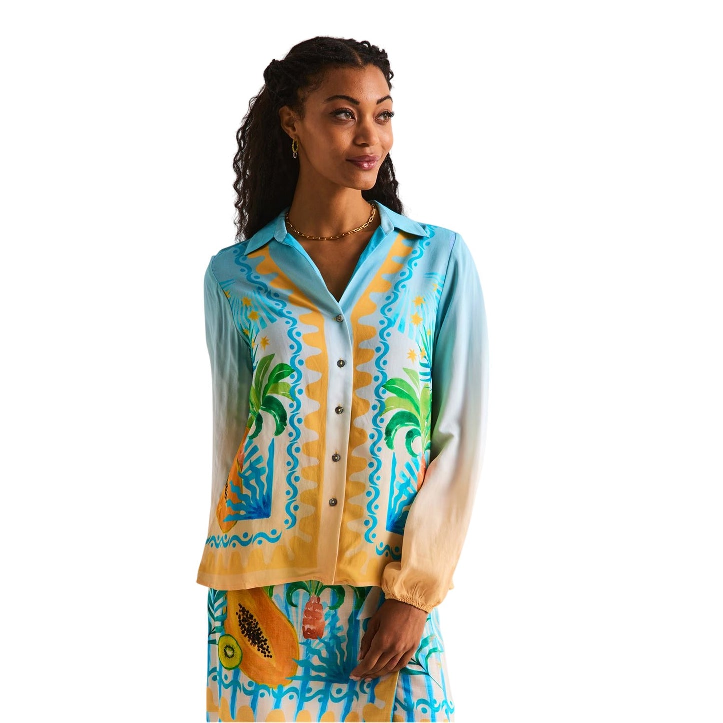 Blue - Side - Never Fully Dressed Womens-Ladies Rio Regular Long-Sleeved Shirt