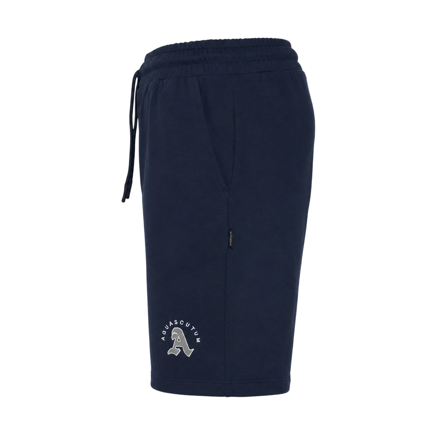 Navy - Side - Aquascutum Mens Classic Logo Drawstring Waist Sweat Shorts