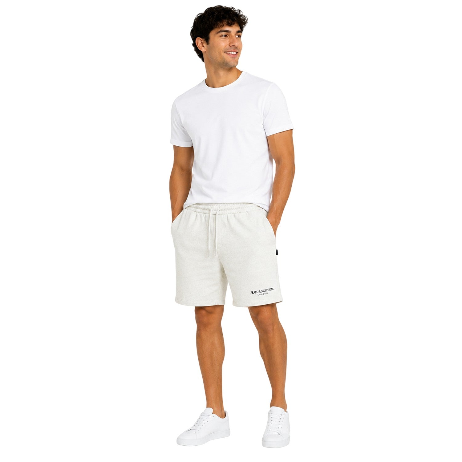 Beige - Lifestyle - Aquascutum Mens Fleece Logo Sweat Shorts