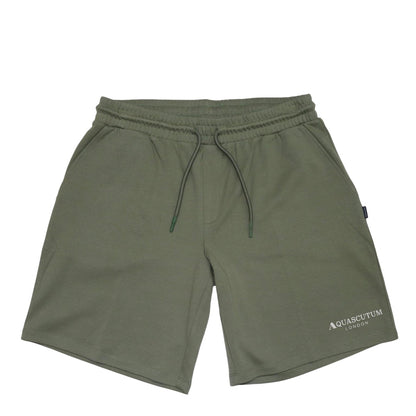 Military Green - Front - Aquascutum Mens Fleece Logo Sweat Shorts