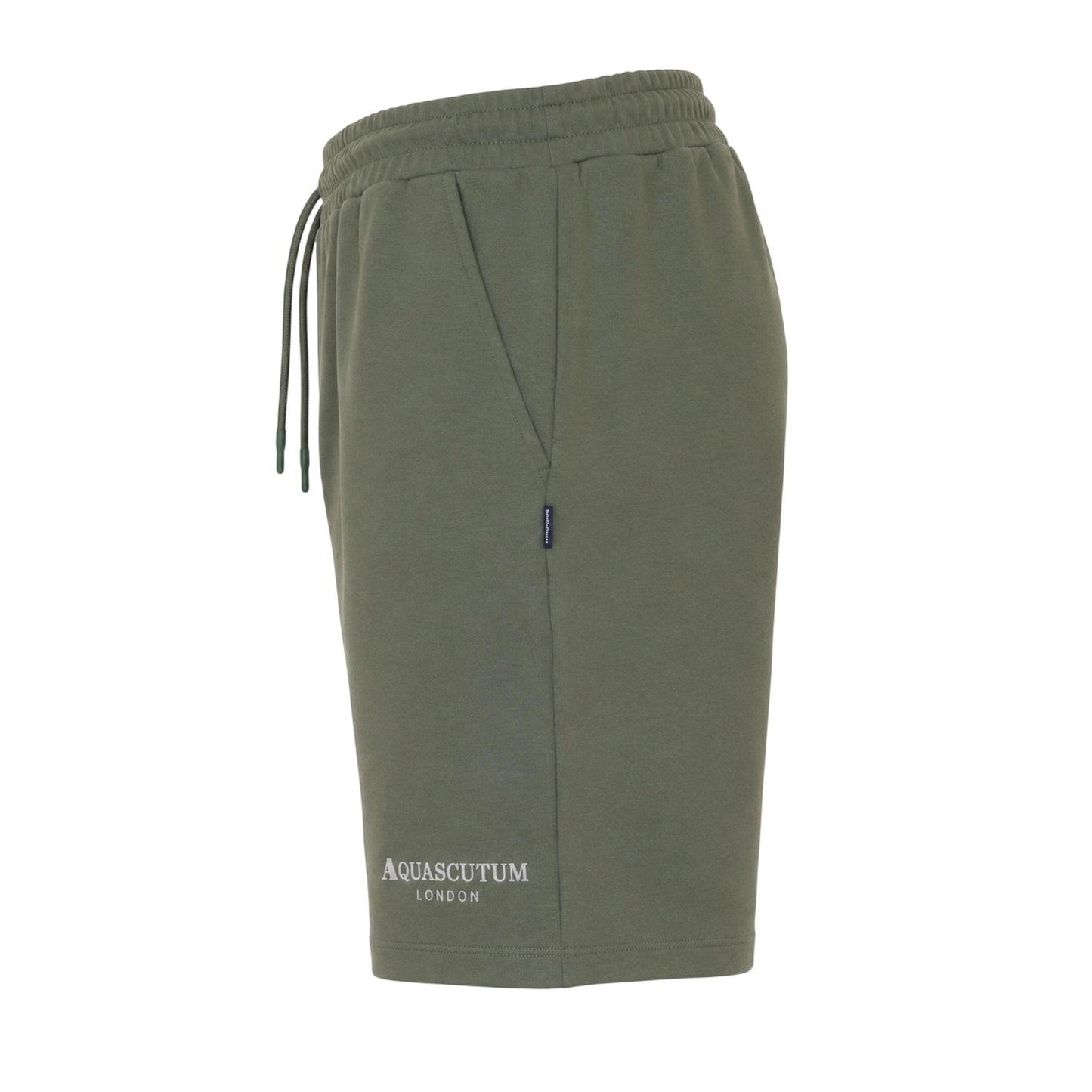 Military Green - Side - Aquascutum Mens Fleece Logo Sweat Shorts