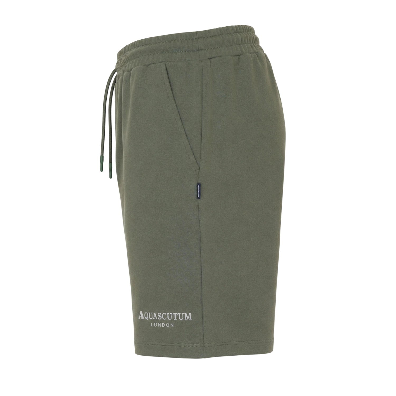 Military Green - Side - Aquascutum Mens Fleece Logo Sweat Shorts