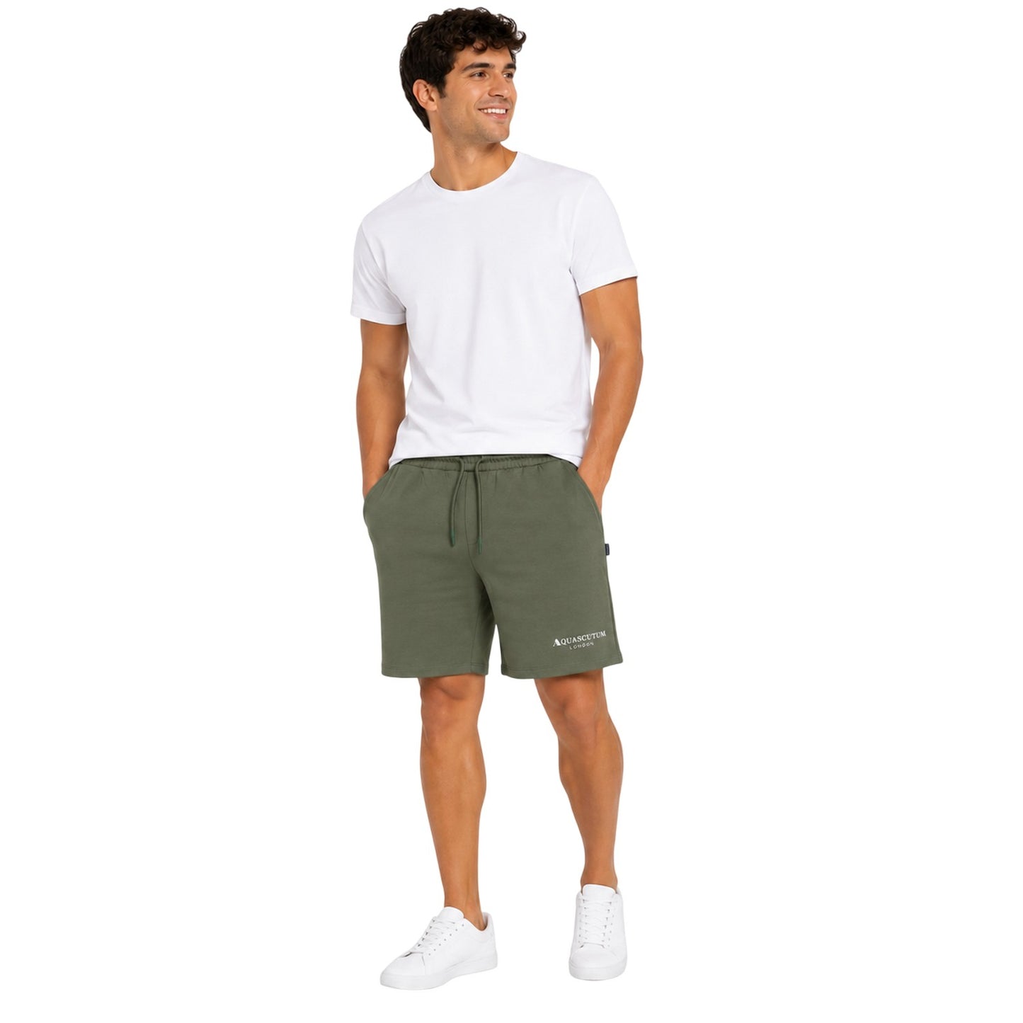 Military Green - Lifestyle - Aquascutum Mens Fleece Logo Sweat Shorts