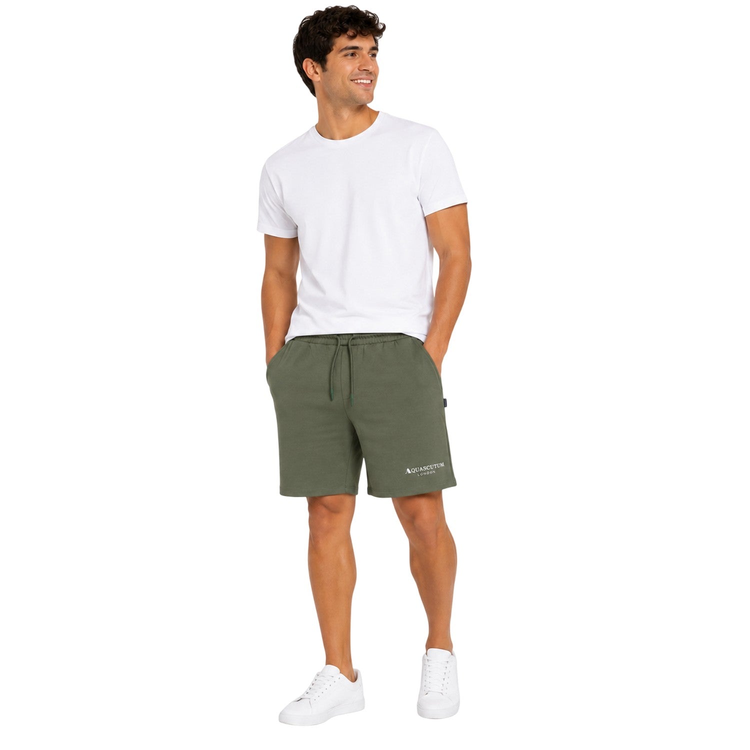 Military Green - Lifestyle - Aquascutum Mens Fleece Logo Sweat Shorts