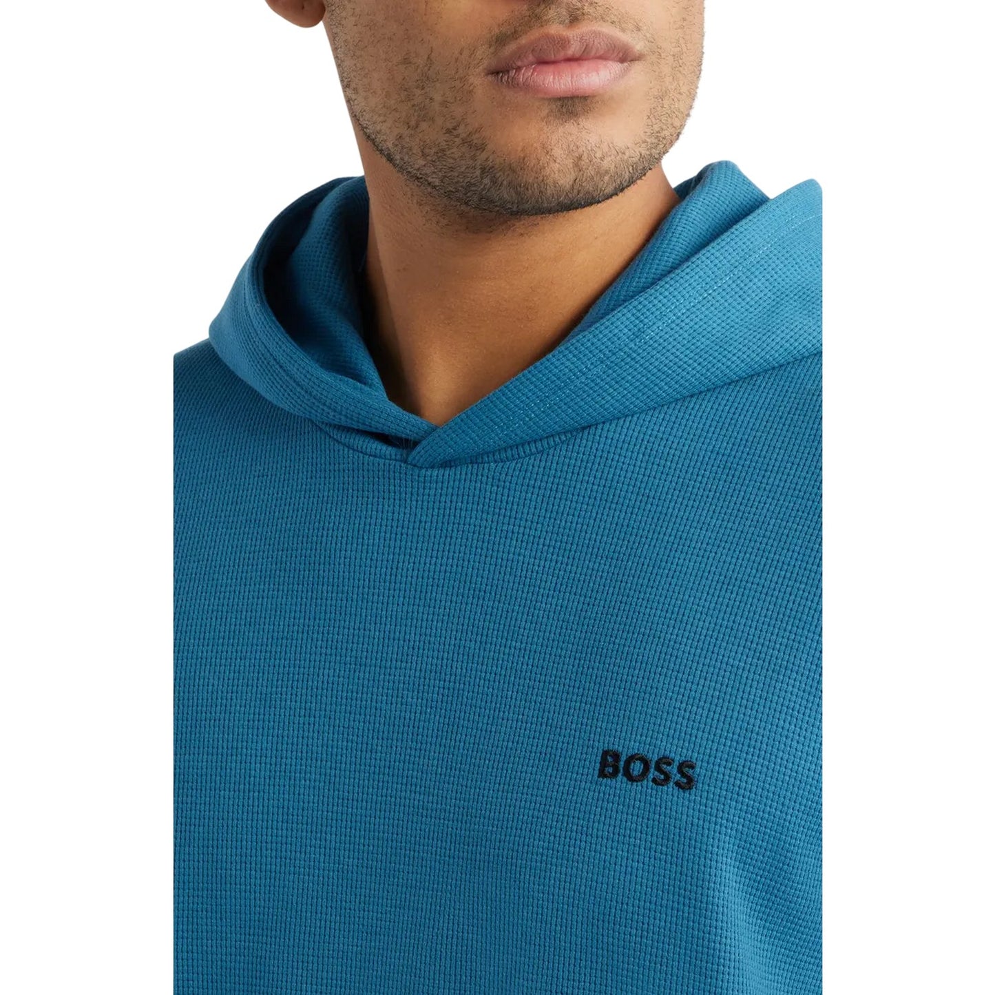 Blue - Side - Boss Mens Hooded Long-Sleeved Pyjama Top