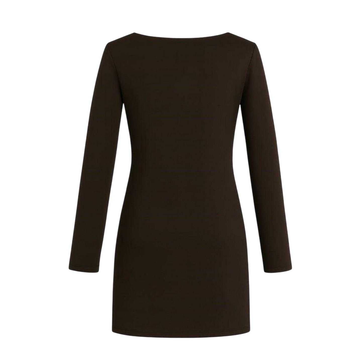 Chocolate - Back - I Saw It First Womens-Ladies Ruched Long-Sleeved Mini Dress