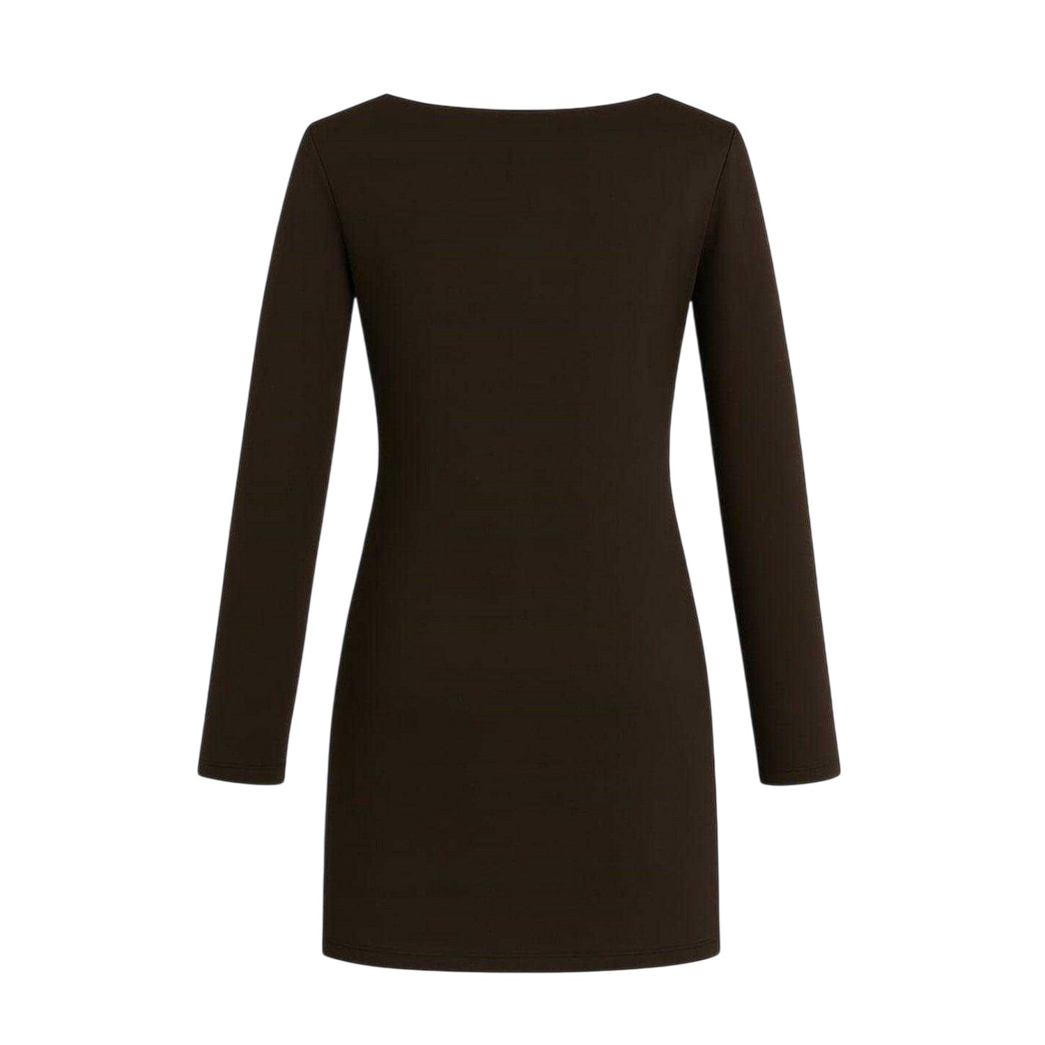 Chocolate - Back - I Saw It First Womens-Ladies Ruched Long-Sleeved Mini Dress