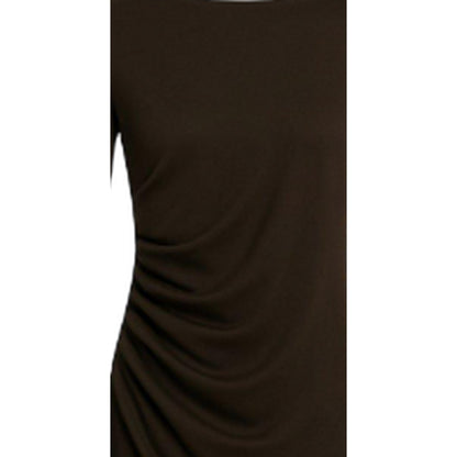 Chocolate - Side - I Saw It First Womens-Ladies Ruched Long-Sleeved Mini Dress