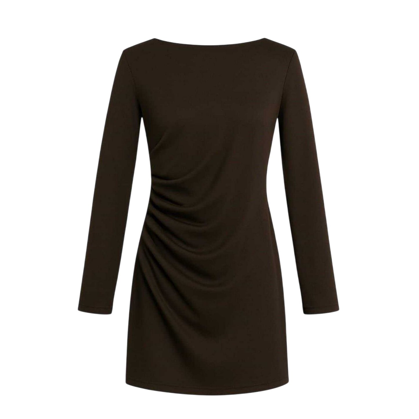 Chocolate - Front - I Saw It First Womens-Ladies Ruched Long-Sleeved Mini Dress