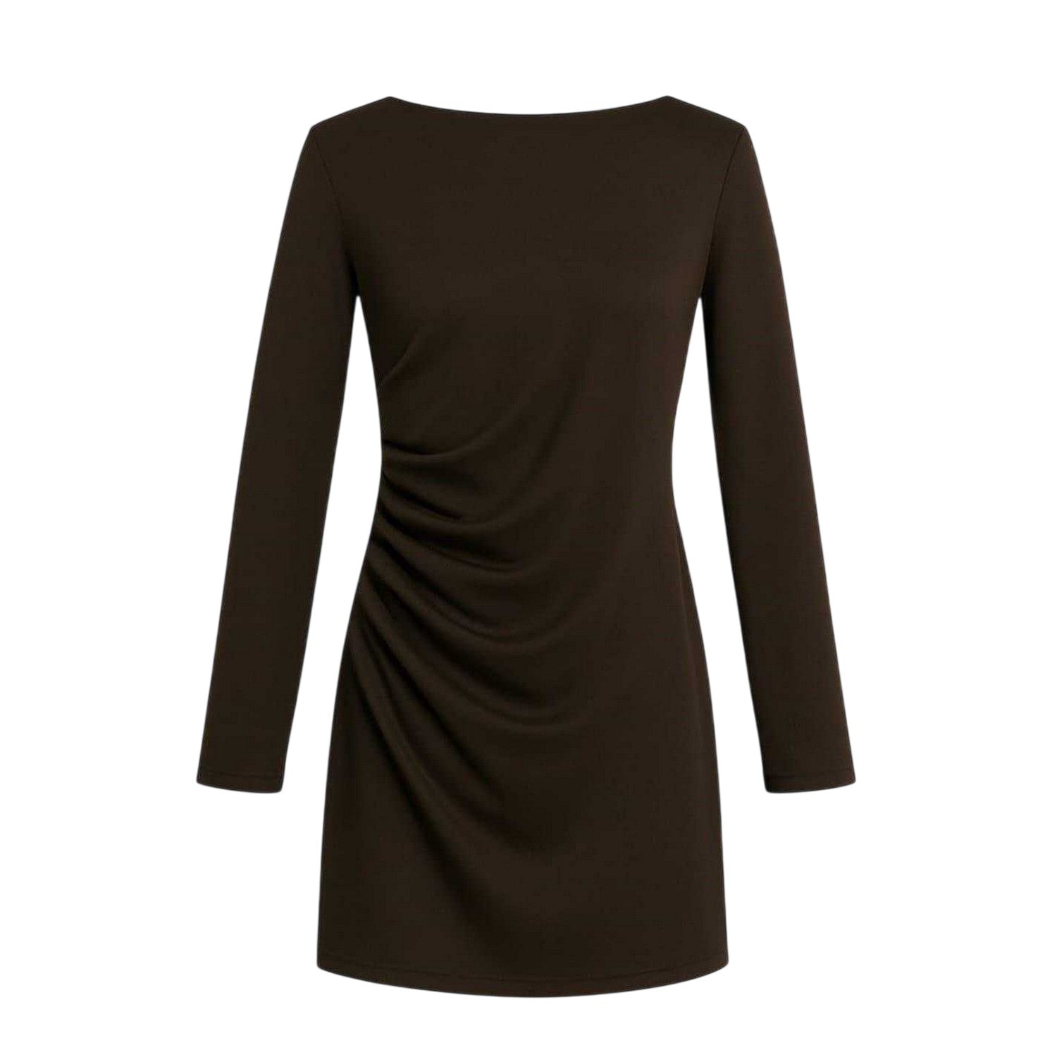 Chocolate - Front - I Saw It First Womens-Ladies Ruched Long-Sleeved Mini Dress